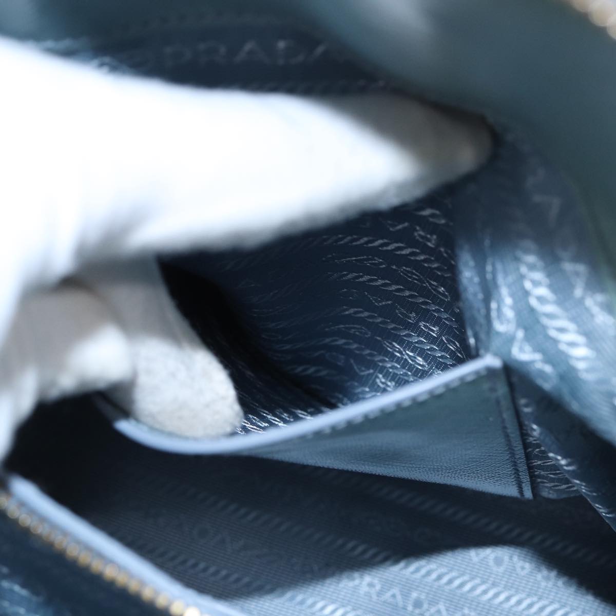 PRADA Hand Bag Safiano leather 2way Blue Auth 80864