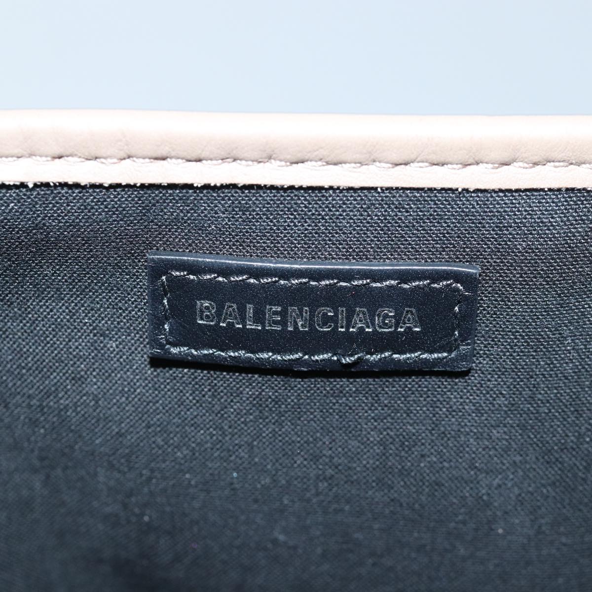 BALENCIAGA Navy Cabas Hand Bag Leather Gray 339933 Auth 80962M