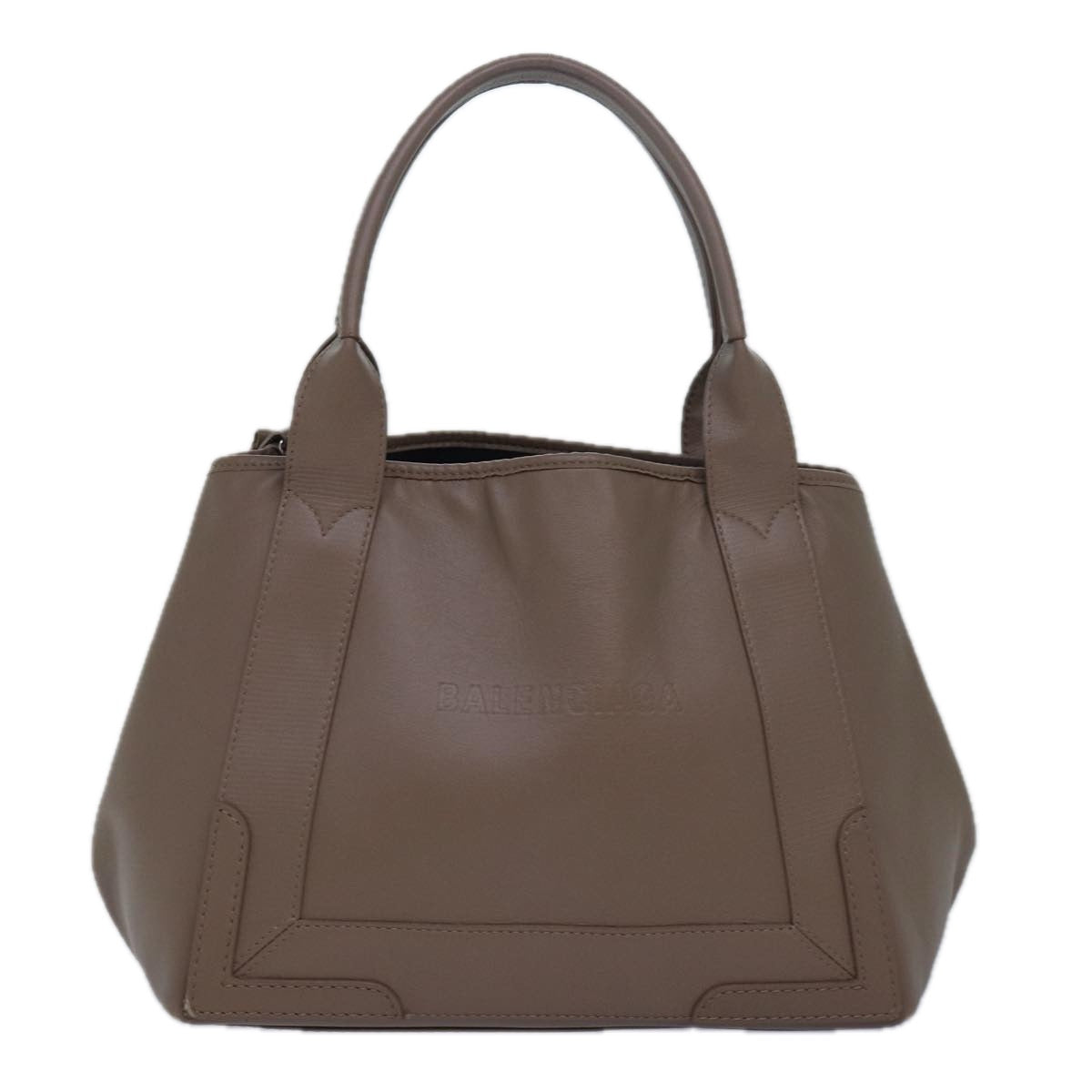 BALENCIAGA Navy Cabas Hand Bag Leather Gray 339933 Auth 80962M