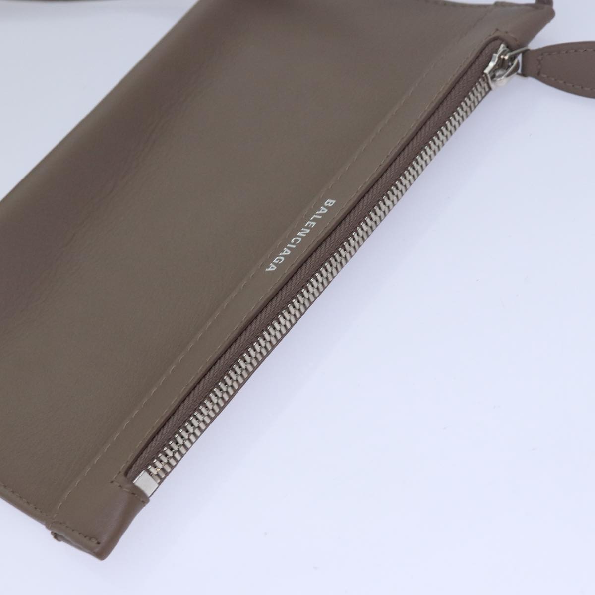 BALENCIAGA Navy Cabas Hand Bag Leather Gray 339933 Auth 80962M