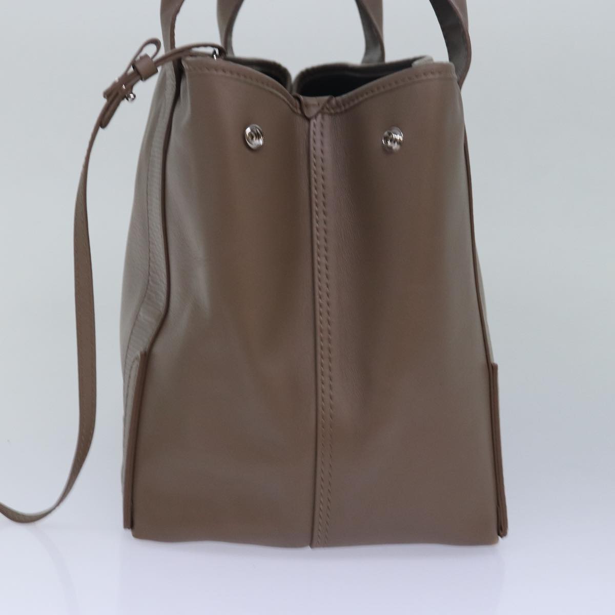 BALENCIAGA Navy Cabas Hand Bag Leather Gray 339933 Auth 80962M