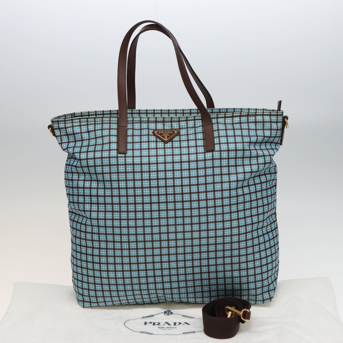 PRADA Hand Bag Nylon 2way Light Blue B2600G Auth 80981V
