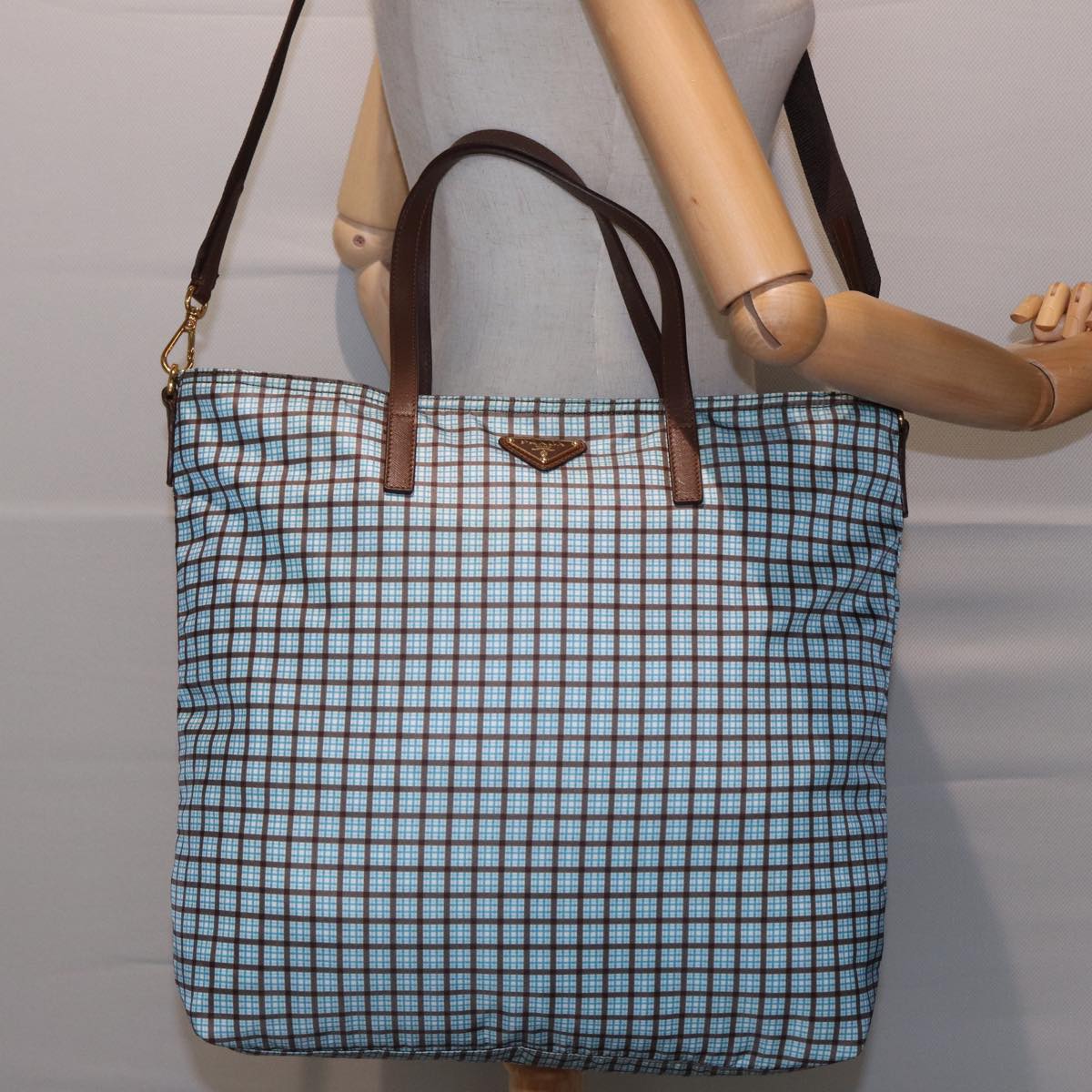 PRADA Hand Bag Nylon 2way Light Blue B2600G Auth 80981V