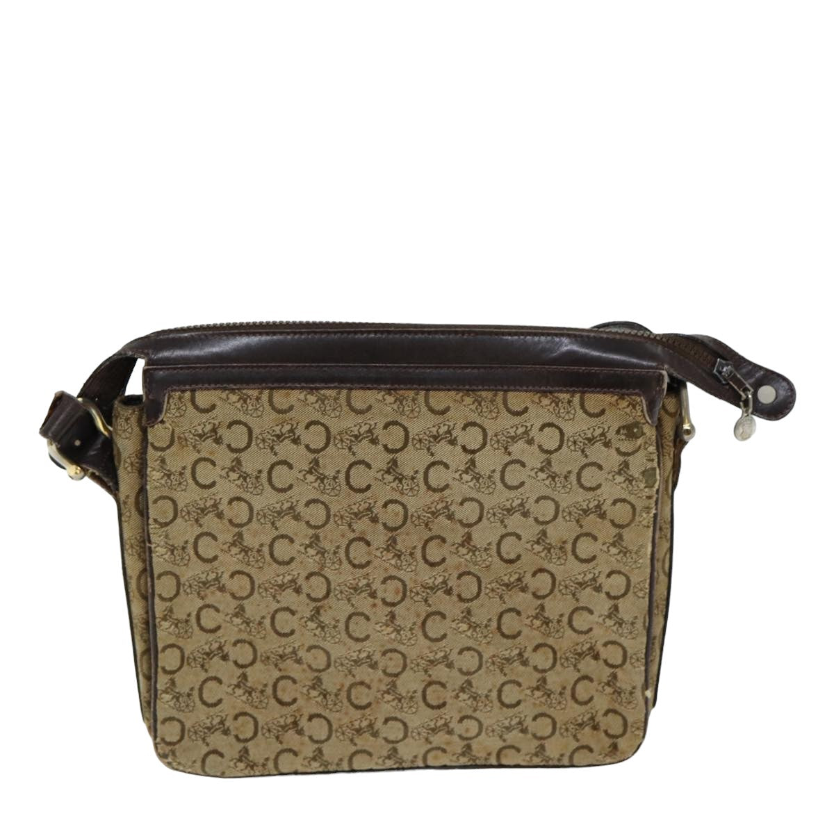 CELINE C Sulky Shoulder Bag Canvas Beige Brown Auth 81007