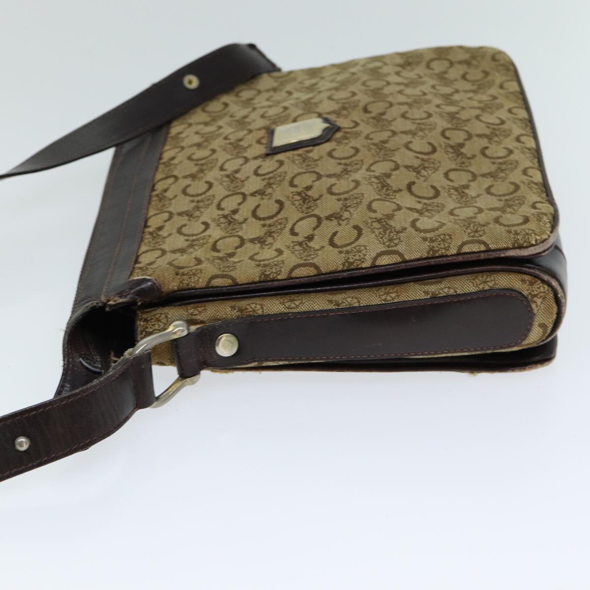 CELINE C Sulky Shoulder Bag Canvas Beige Brown Auth 81007