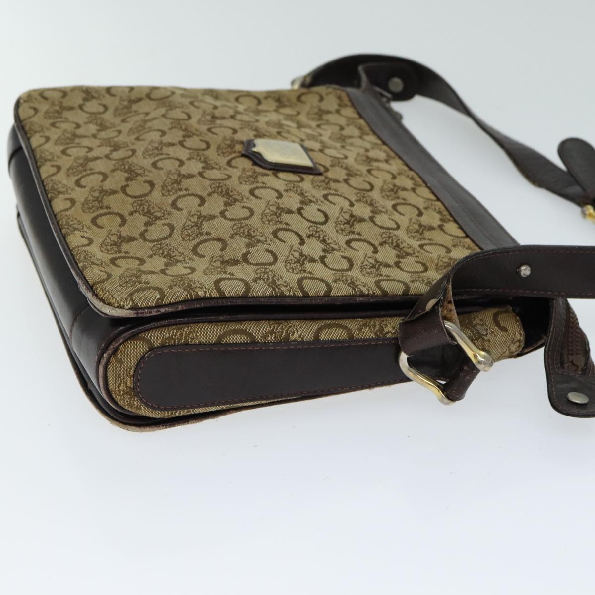 CELINE C Sulky Shoulder Bag Canvas Beige Brown Auth 81007