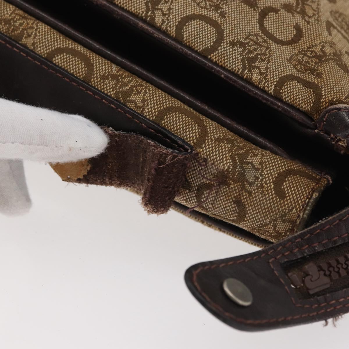 CELINE C Sulky Shoulder Bag Canvas Beige Brown Auth 81007