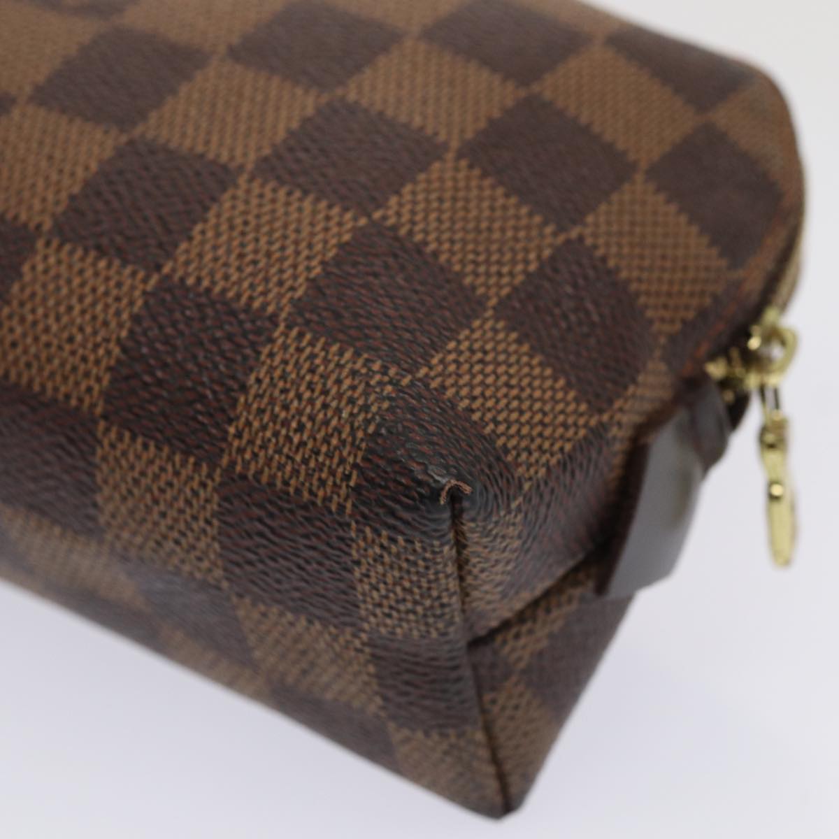 LOUIS VUITTON Damier Ebene Pochette Cosmetic PM Pouch N47516 LV Auth 81069
