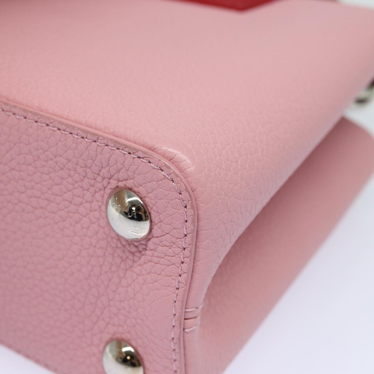 LOUIS VUITTON Capusine BB Hand Bag Taurillon Leather 2way Red Pink Auth 81113SAM