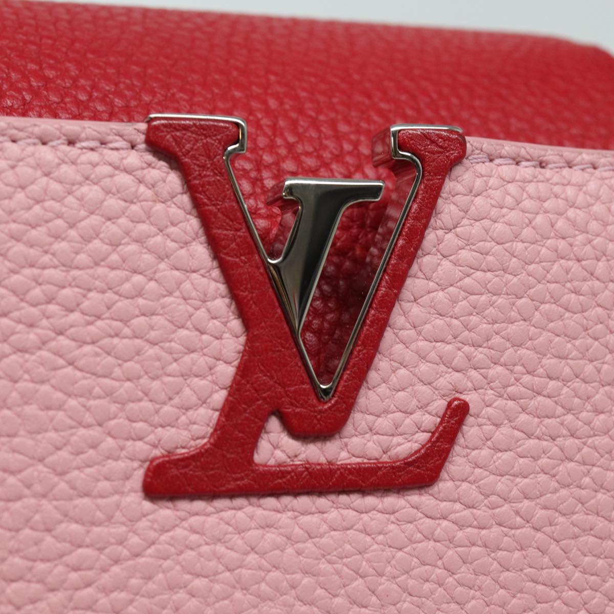 LOUIS VUITTON Capusine BB Hand Bag Taurillon Leather 2way Red Pink Auth 81113SAM