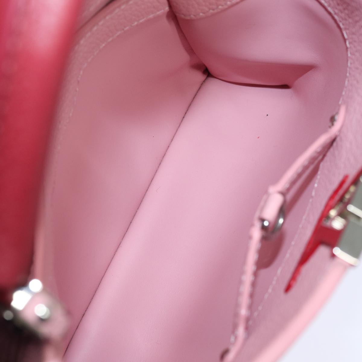 LOUIS VUITTON Capusine BB Hand Bag Taurillon Leather 2way Red Pink Auth 81113SAM