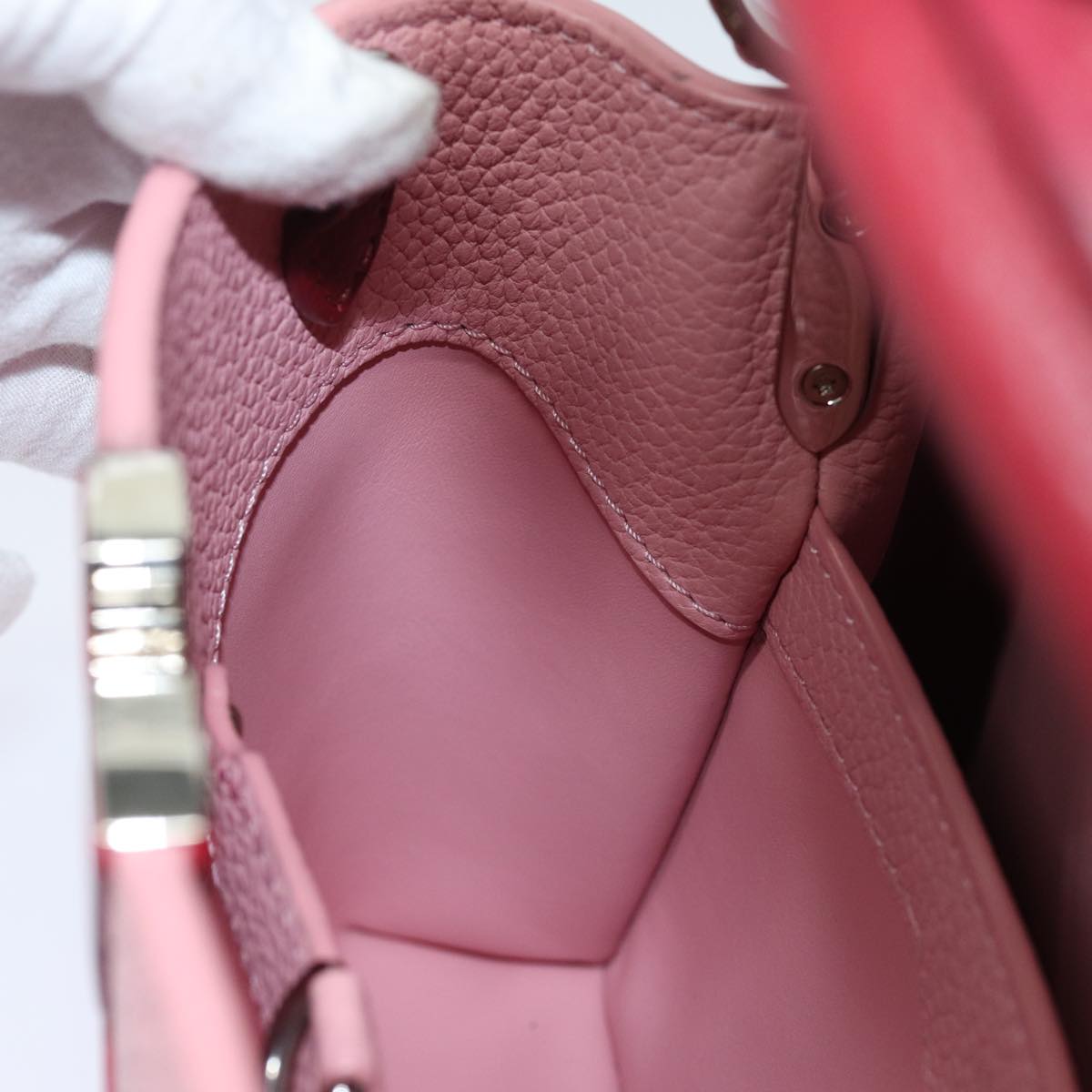 LOUIS VUITTON Capusine BB Hand Bag Taurillon Leather 2way Red Pink Auth 81113SAM