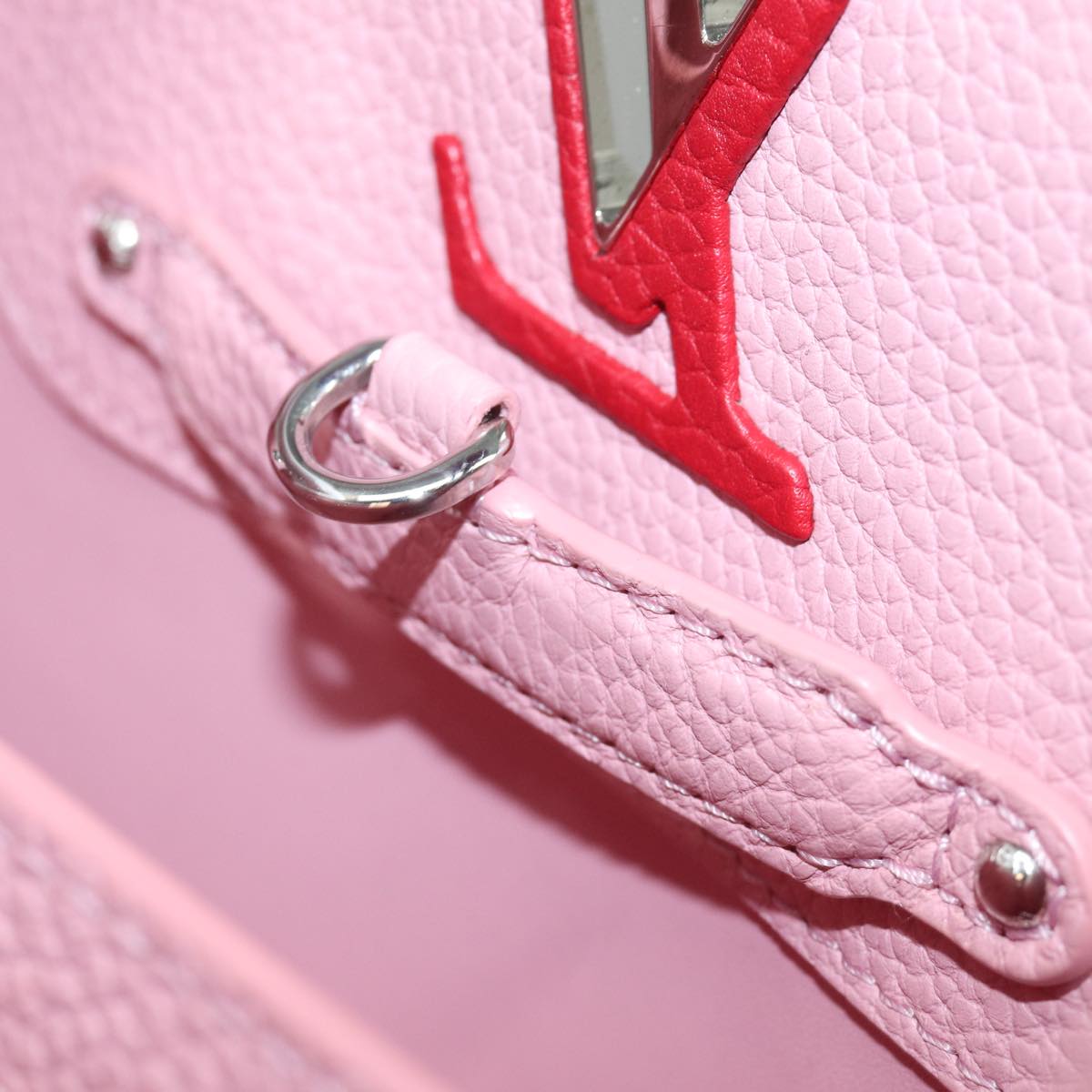 LOUIS VUITTON Capusine BB Hand Bag Taurillon Leather 2way Red Pink Auth 81113SAM