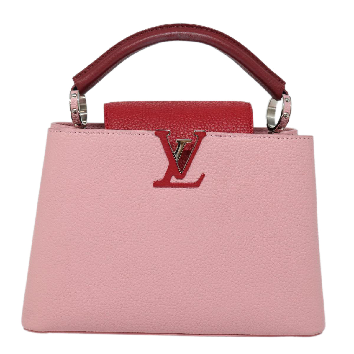 LOUIS VUITTON Capusine BB Hand Bag Taurillon Leather 2way Red Pink Auth 81113SAM