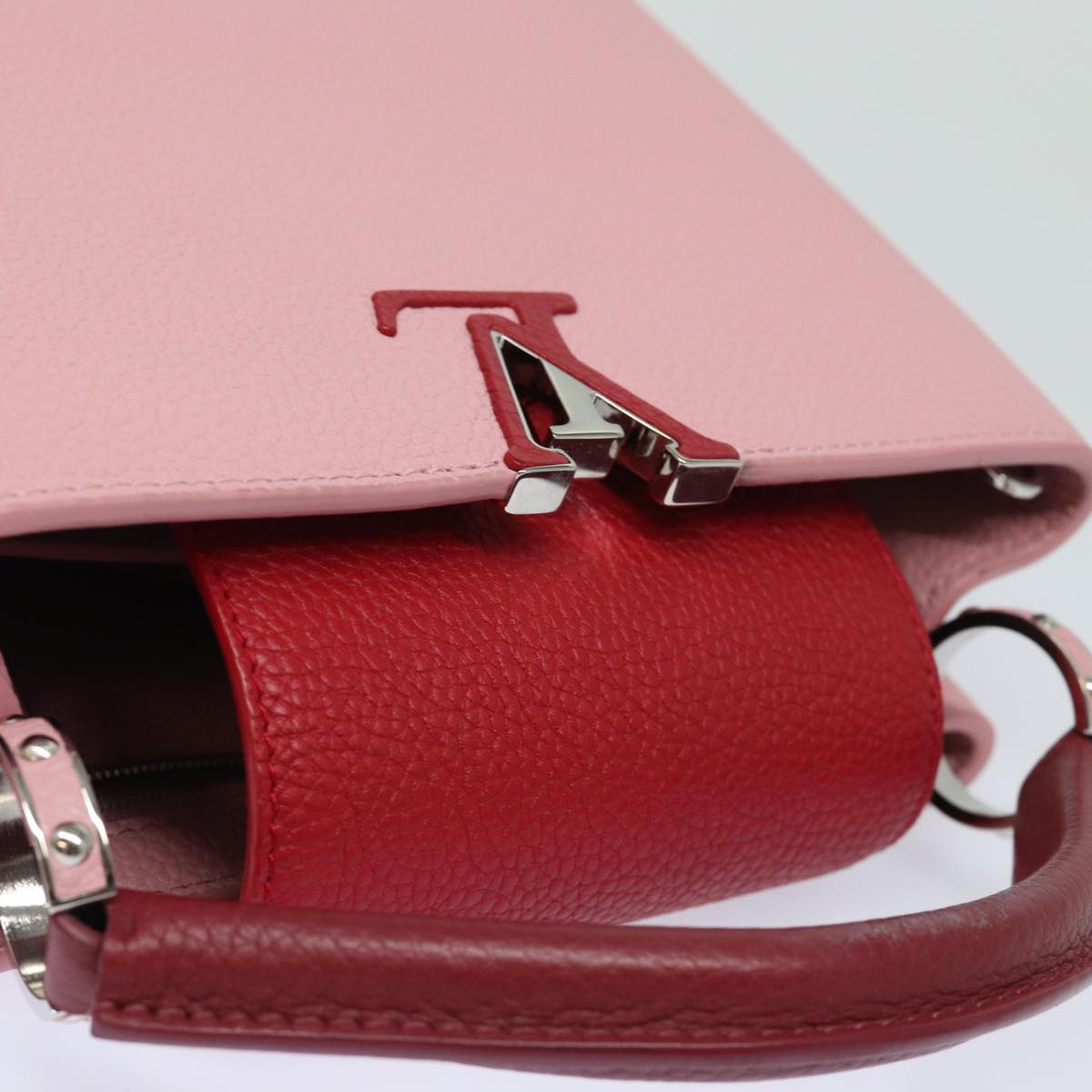 LOUIS VUITTON Capusine BB Hand Bag Taurillon Leather 2way Red Pink Auth 81113SAM