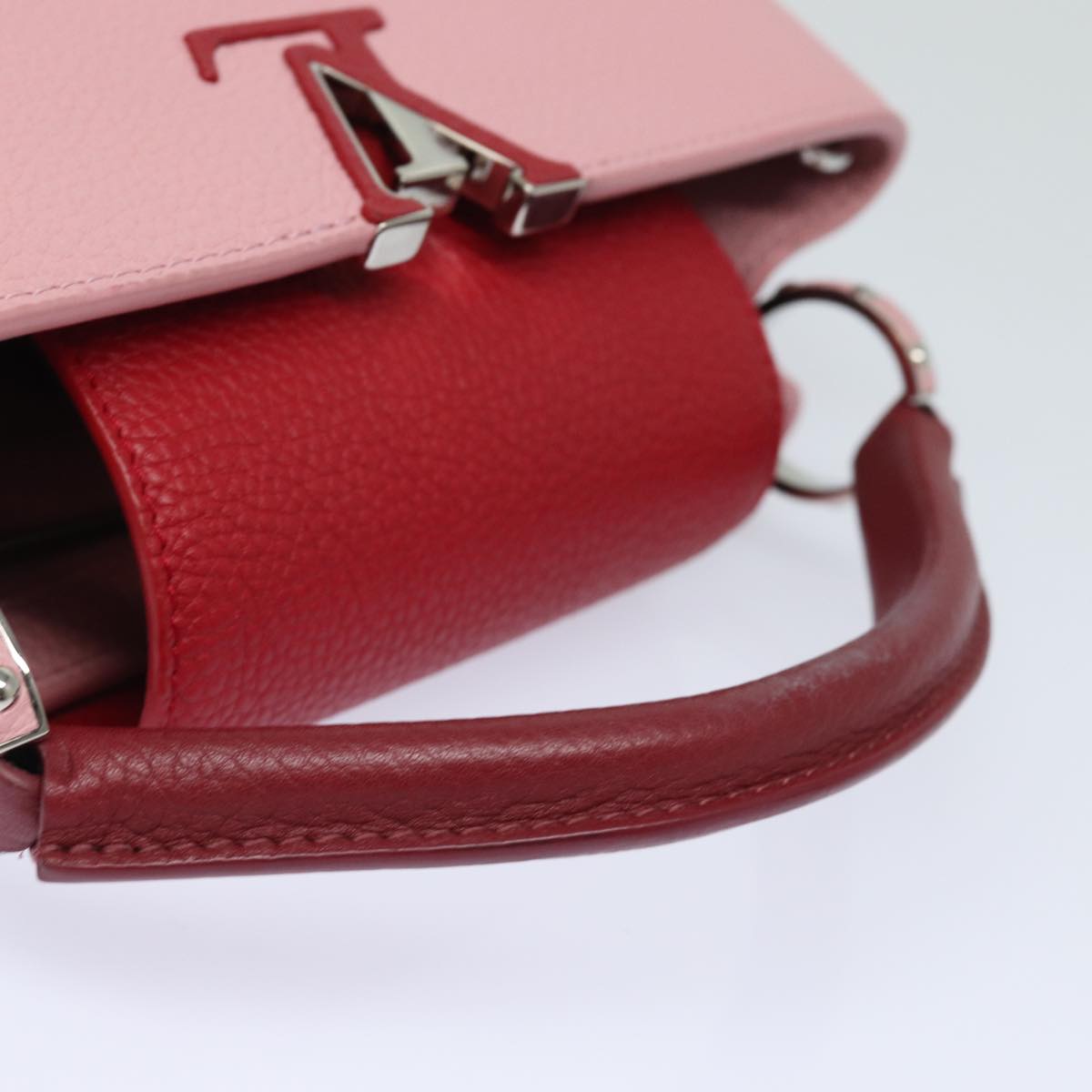 LOUIS VUITTON Capusine BB Hand Bag Taurillon Leather 2way Red Pink Auth 81113SAM