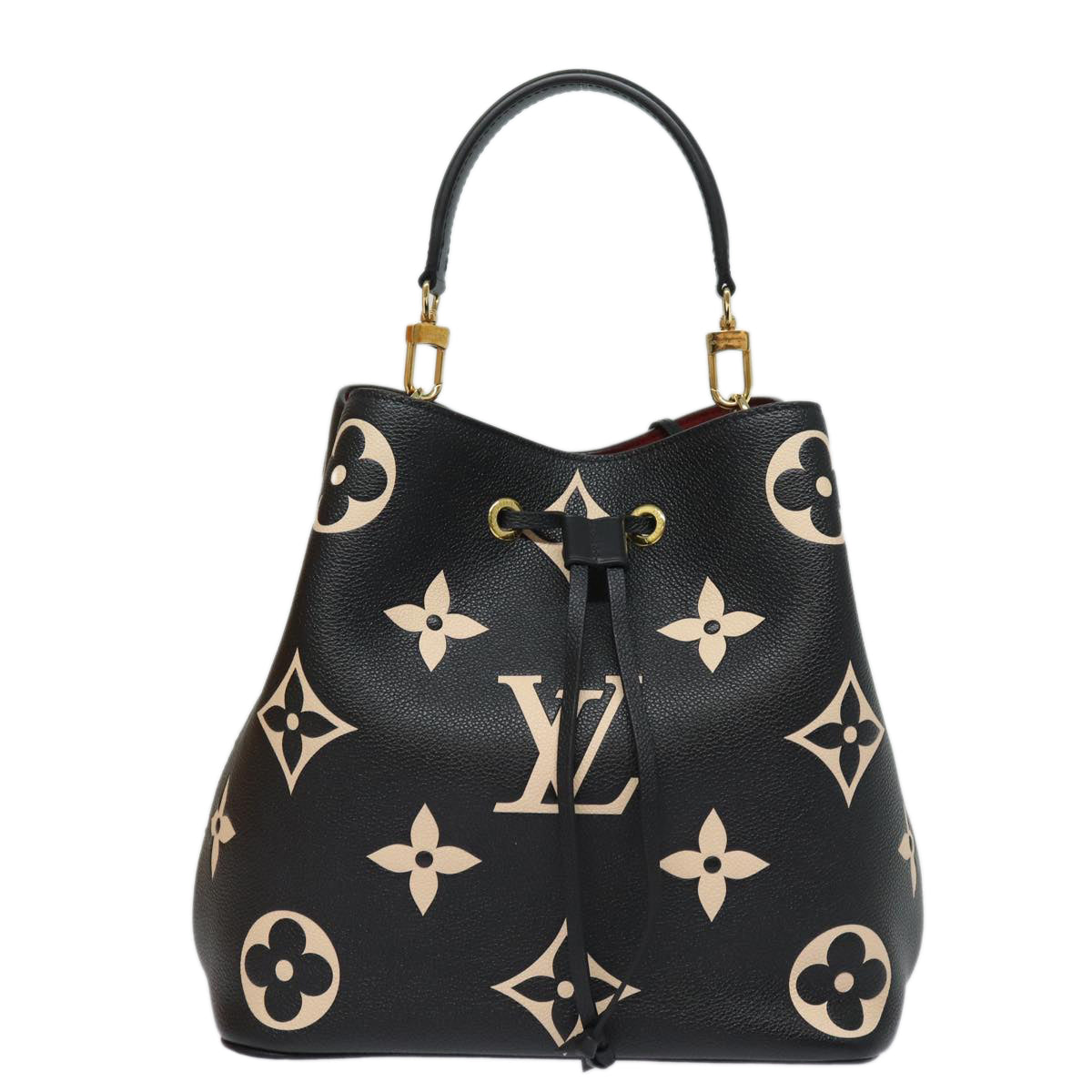 LOUIS VUITTON Monogram Empreinte Neo Noe Bag Black Beige M45497 LV Auth 81142SA
