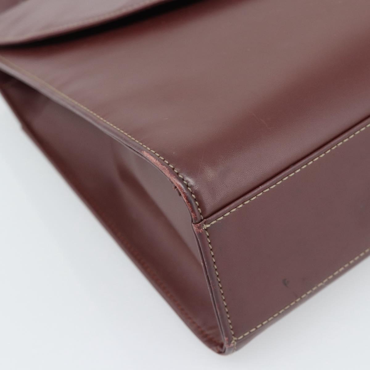 CARTIER Hand Bag Leather Wine Red Auth 81148