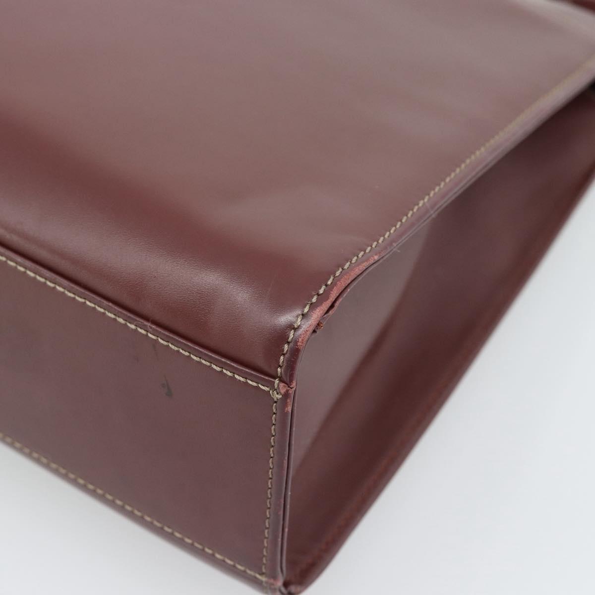 CARTIER Hand Bag Leather Wine Red Auth 81148