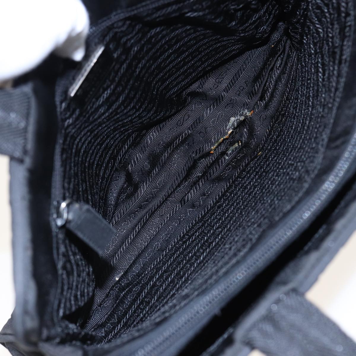 PRADA Tote Bag Nylon Black Auth 81168