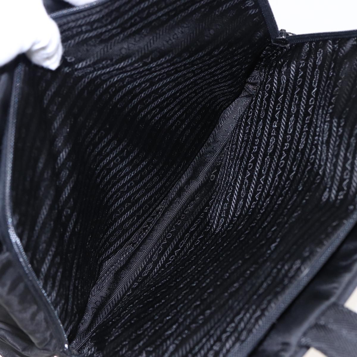 PRADA Tote Bag Nylon Black Auth 81168