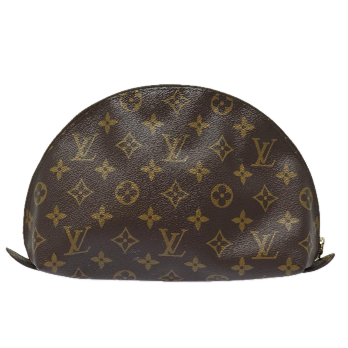 LOUIS VUITTON Monogram Trousse Demi Ronde Cosmetic Pouch M47520 LV Auth 81231