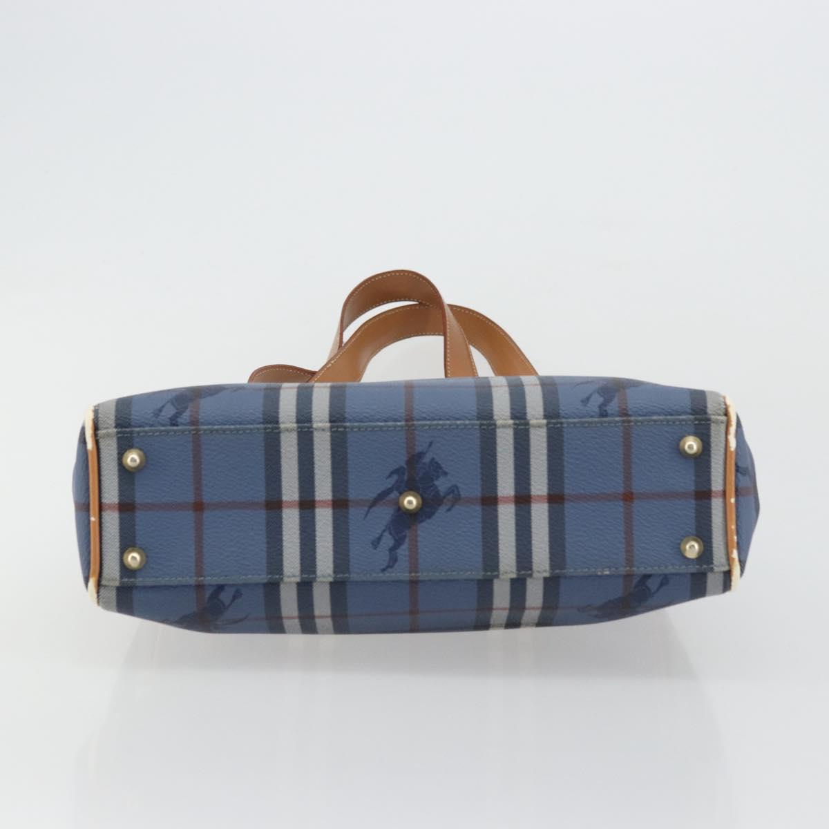 Burberrys Nova Check Tote Bag PVC Leather Blue Auth 81458