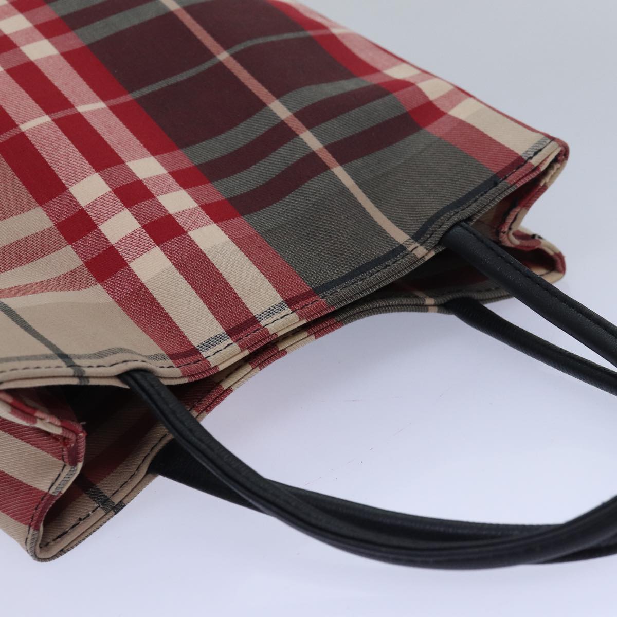 BURBERRY Nova Check Hand Bag Canvas Red Auth 81671