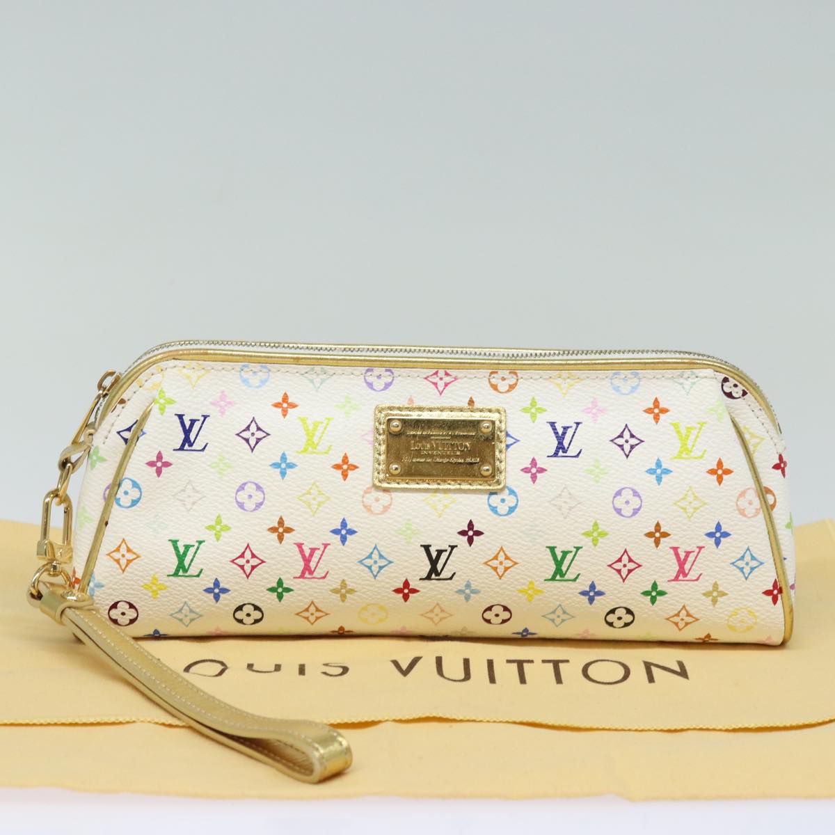 LOUIS VUITTON Monogram Multicolor Kate Pouch White Bron M55212 LV Auth 82391SAV
