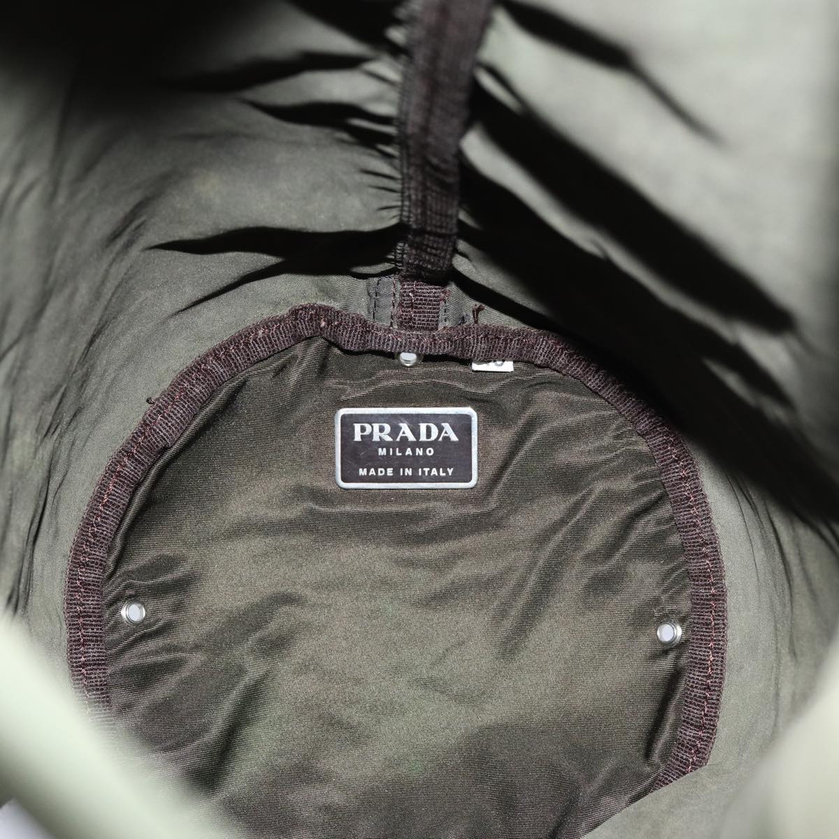PRADA Shoulder Bag Nylon Khaki Auth 82572