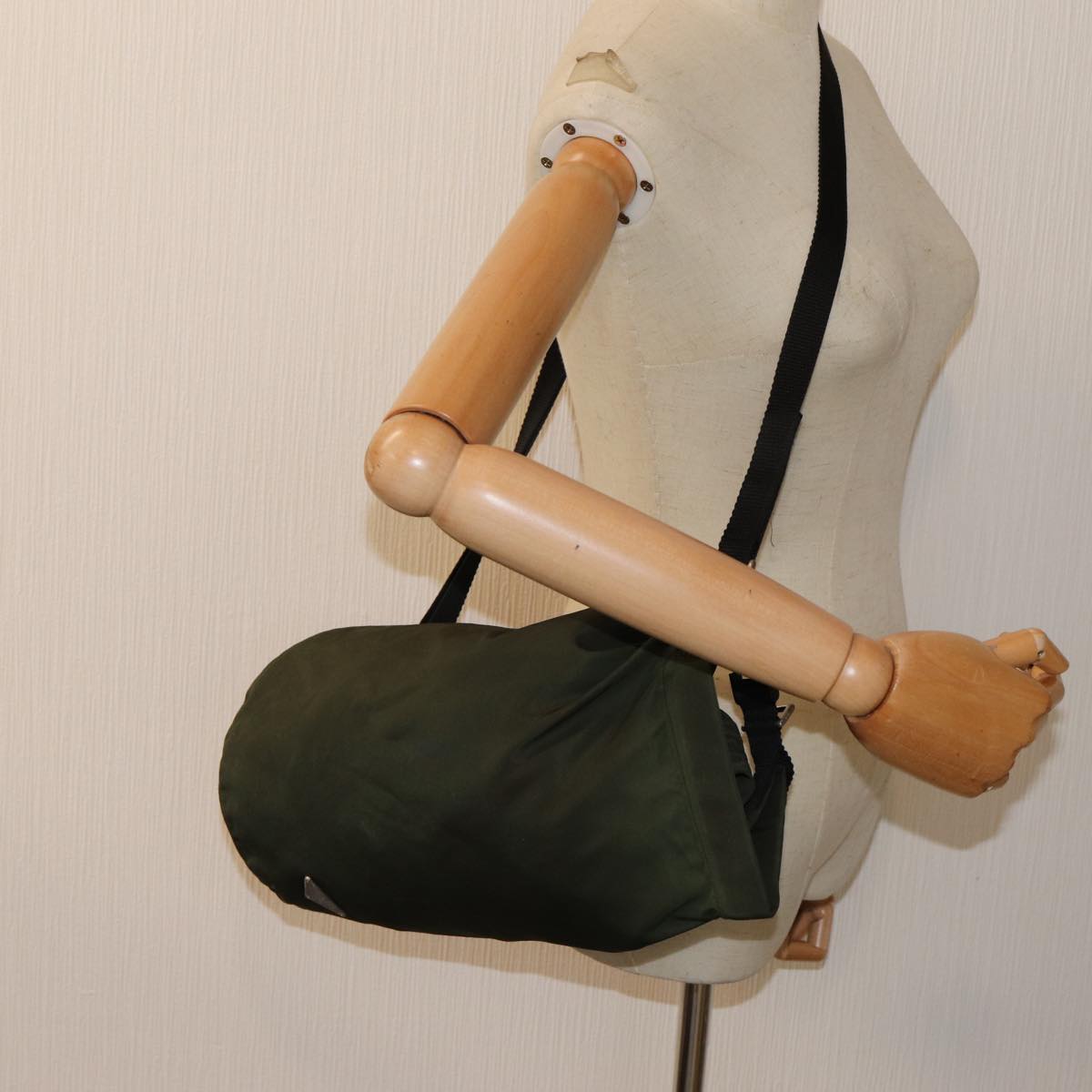 PRADA Shoulder Bag Nylon Khaki Auth 82572