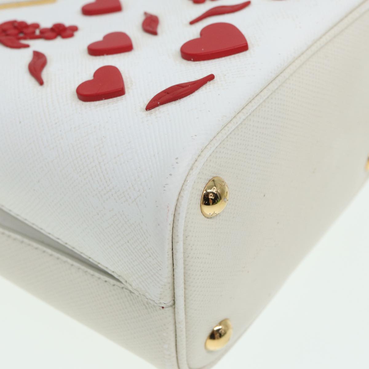 PRADA Hand Bag Safiano leather 2way White Auth 83161