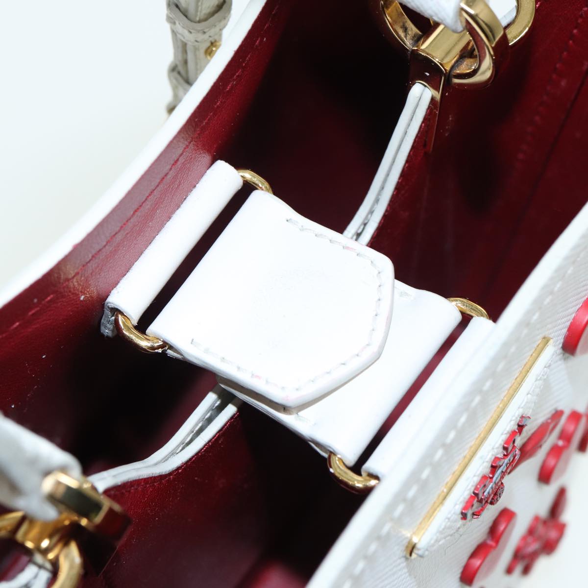 PRADA Hand Bag Safiano leather 2way White Auth 83161