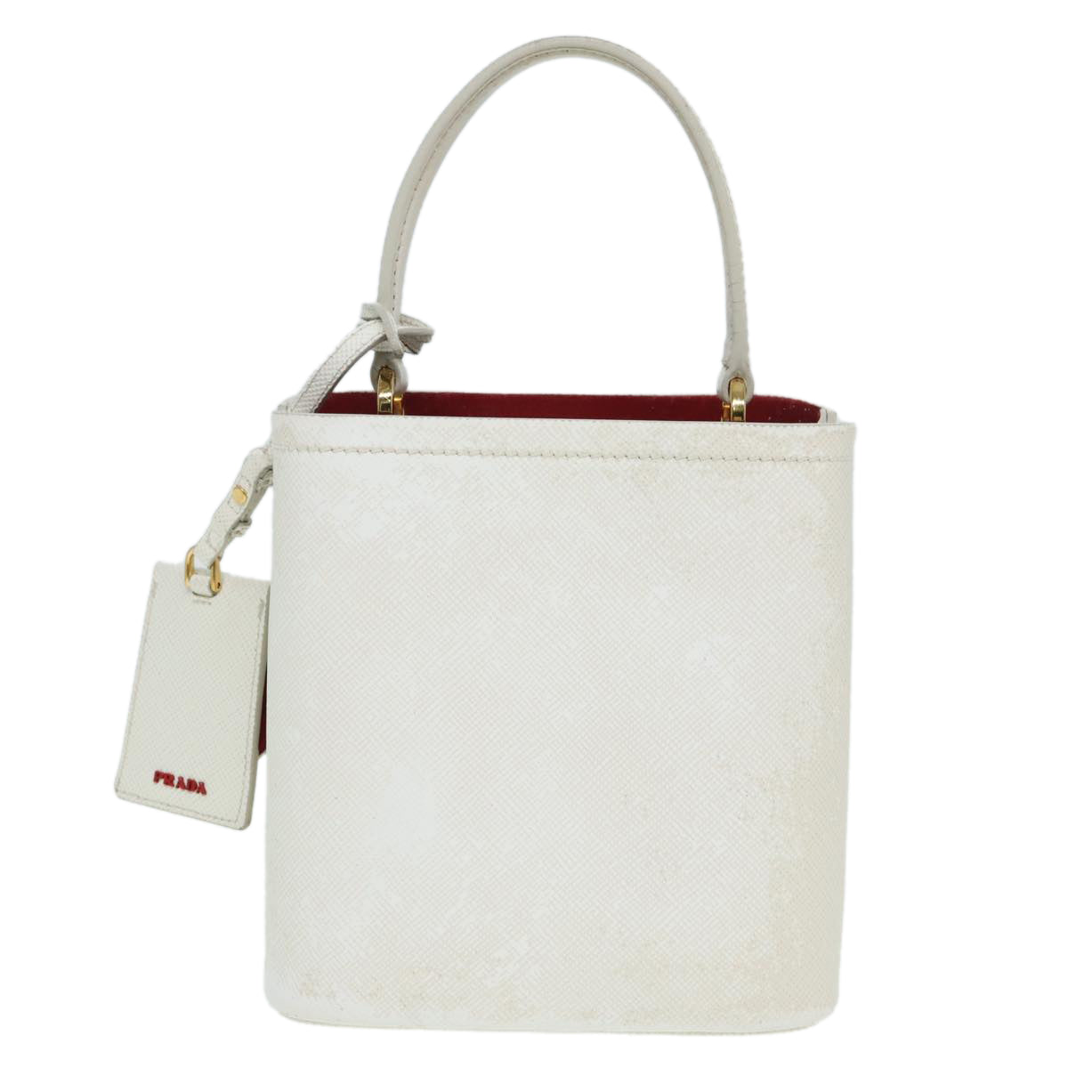 PRADA Hand Bag Safiano leather 2way White Auth 83161
