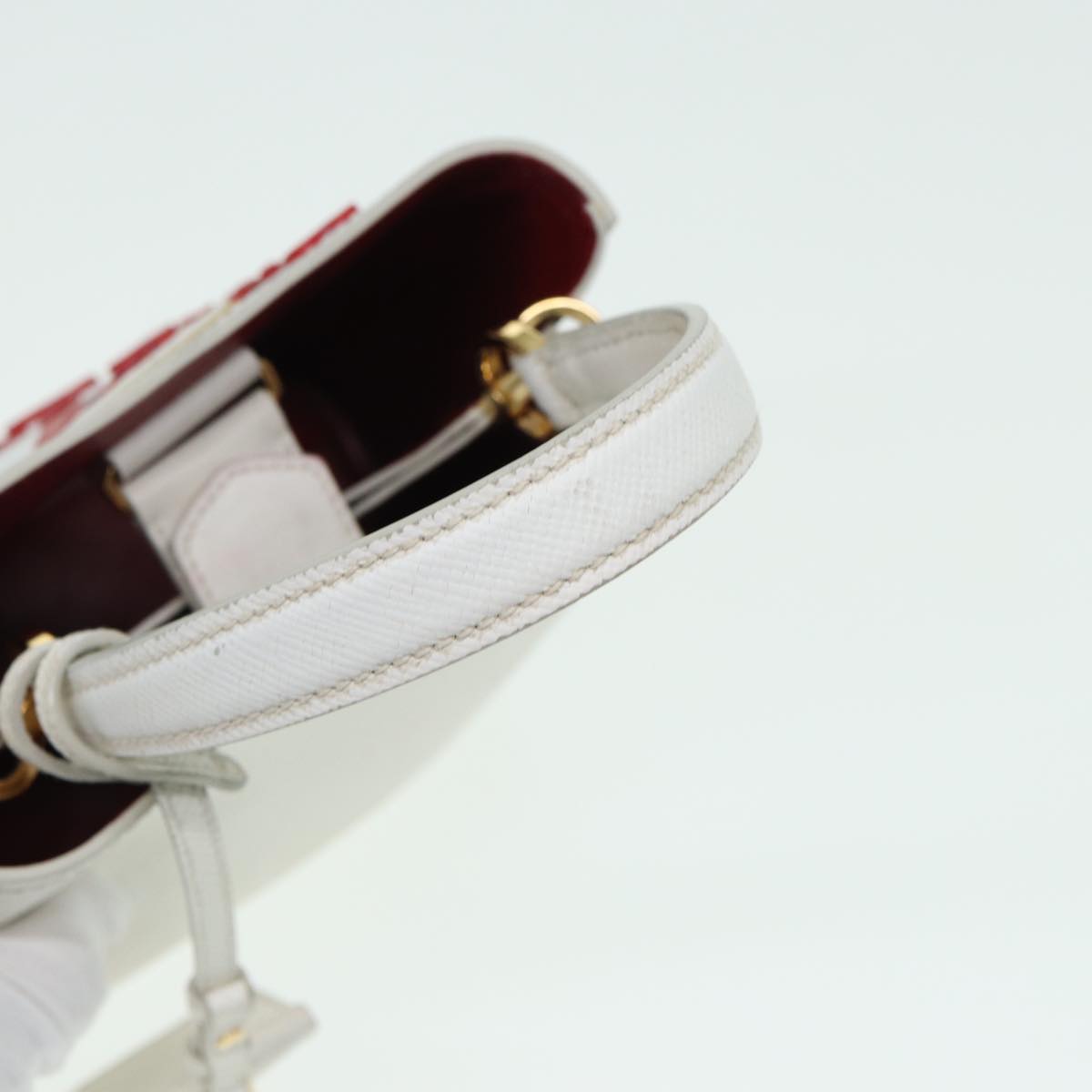 PRADA Hand Bag Safiano leather 2way White Auth 83161