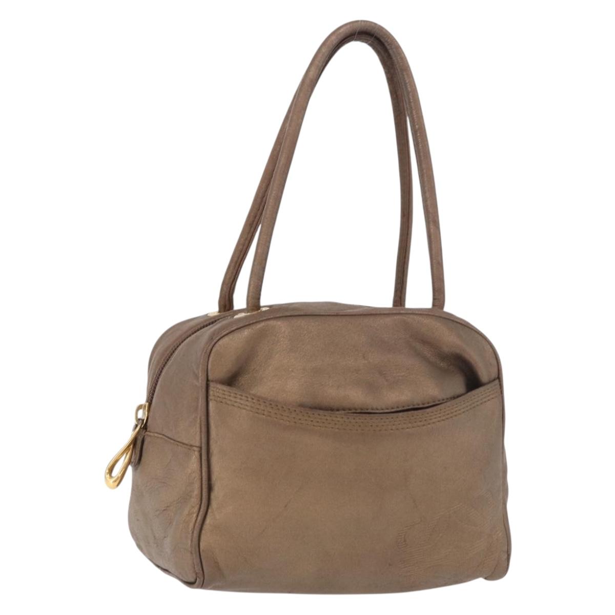 LOEWE Anagram Hand Bag Leather Gold Tone Auth 83192