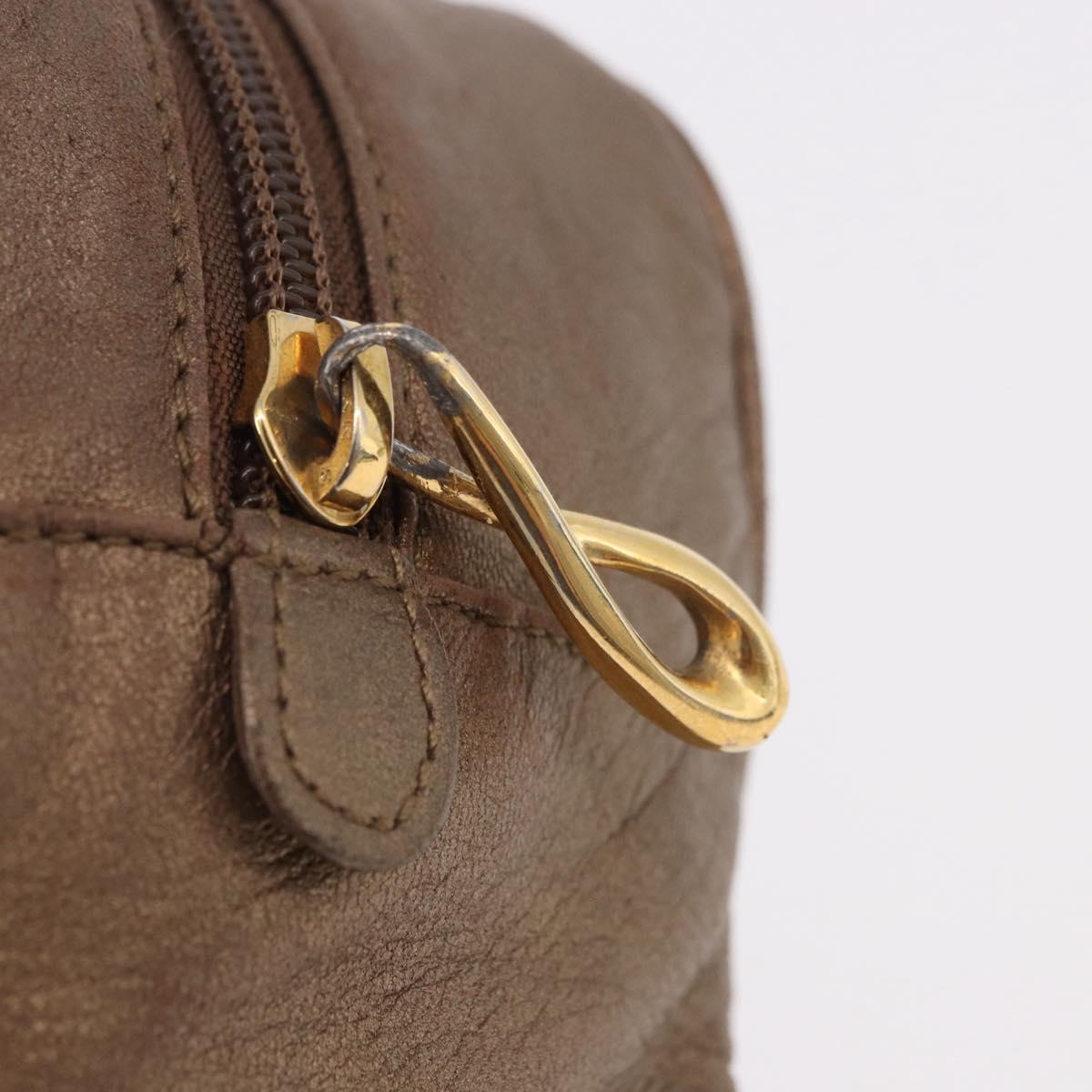 LOEWE Anagram Hand Bag Leather Gold Tone Auth 83192