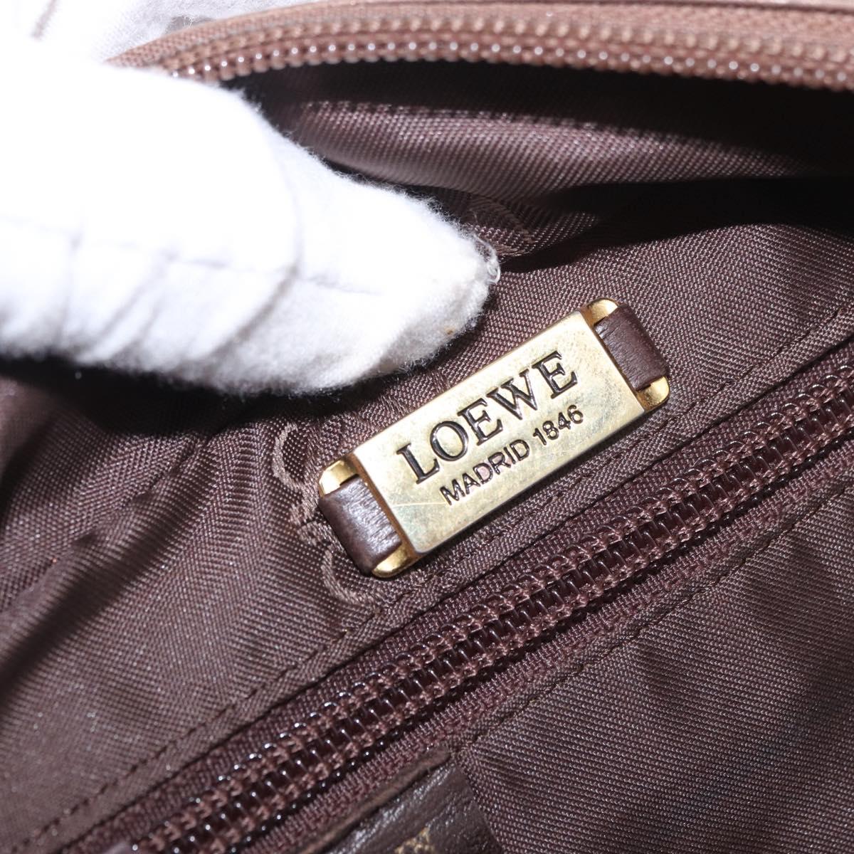 LOEWE Anagram Hand Bag Leather Gold Tone Auth 83192