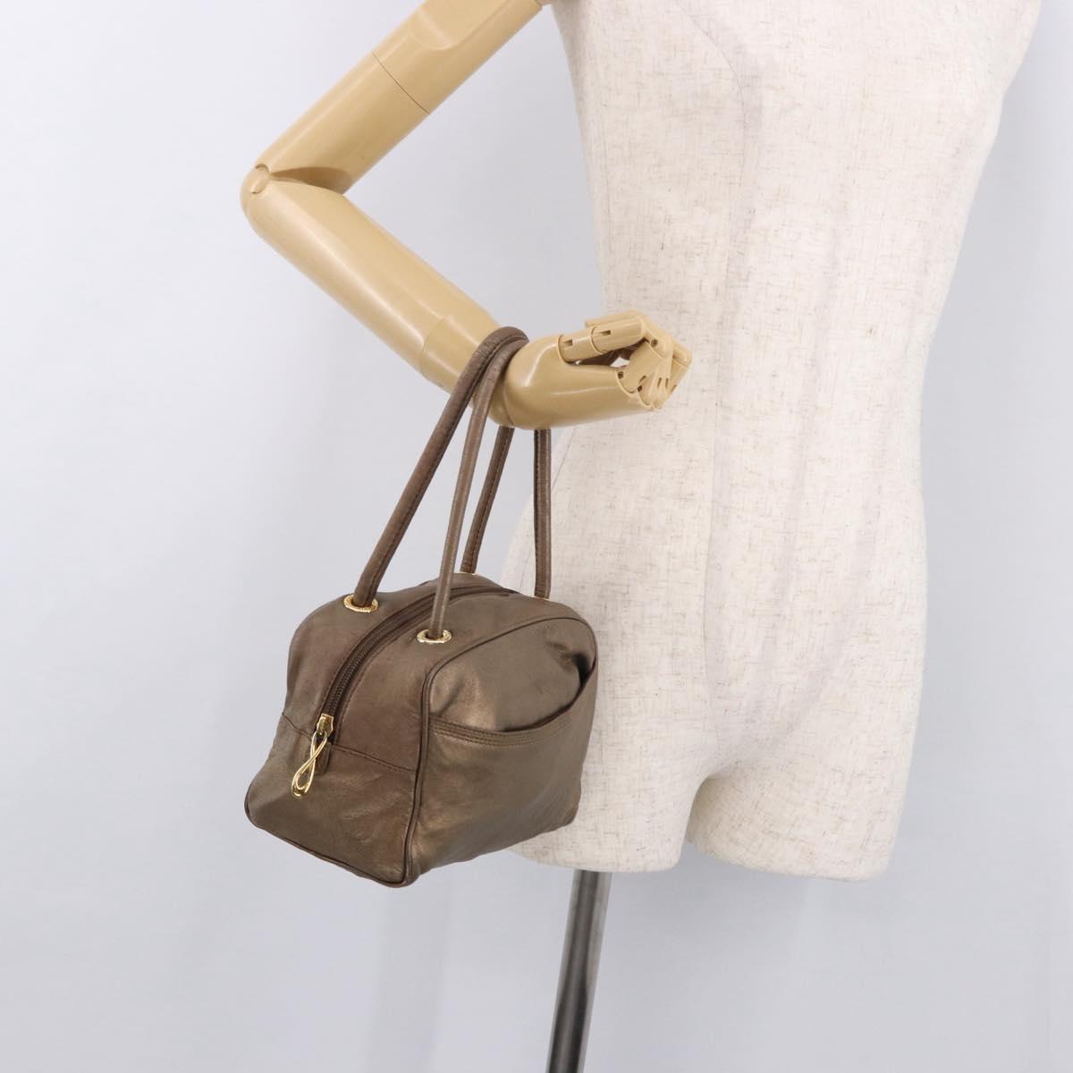 LOEWE Anagram Hand Bag Leather Gold Tone Auth 83192