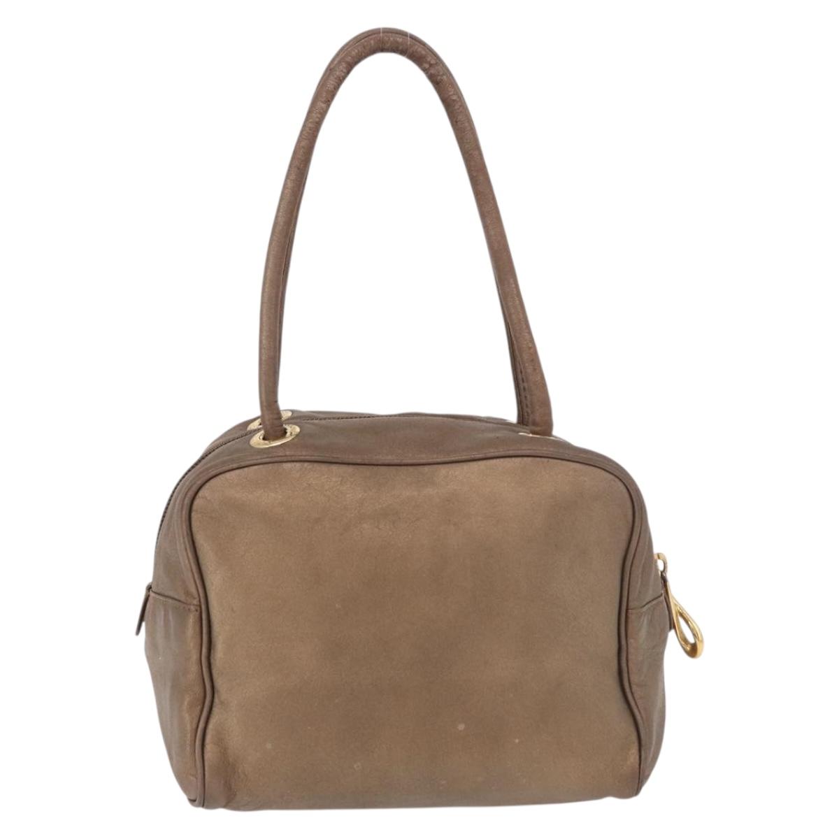 LOEWE Anagram Hand Bag Leather Gold Tone Auth 83192