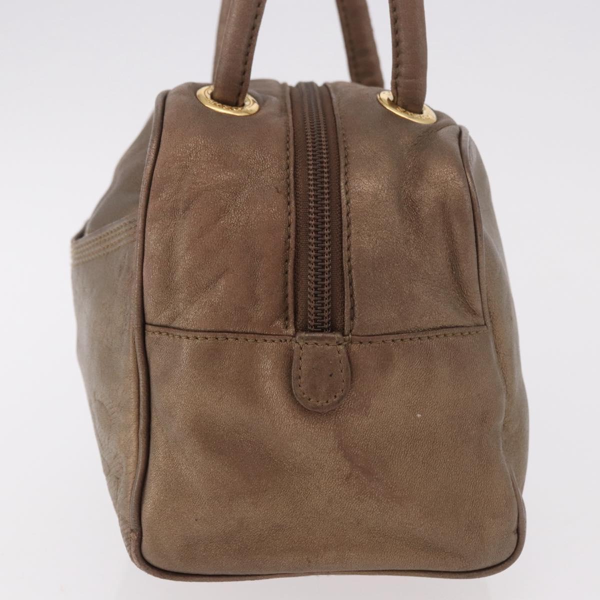 LOEWE Anagram Hand Bag Leather Gold Tone Auth 83192