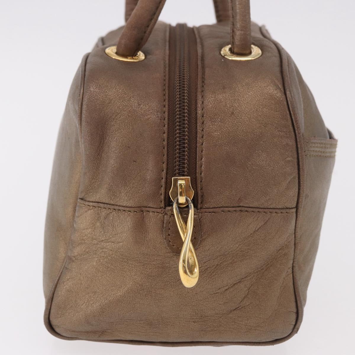 LOEWE Anagram Hand Bag Leather Gold Tone Auth 83192