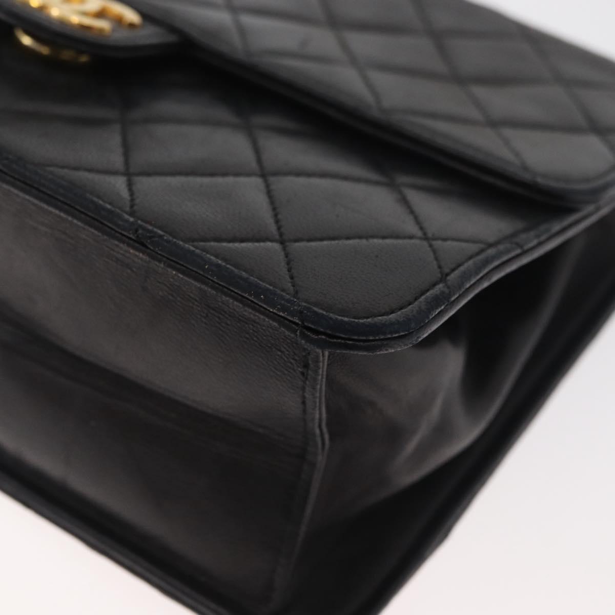 CHANEL Matelasse Chain Shoulder Bag Lamb Skin Black CC Auth 83342