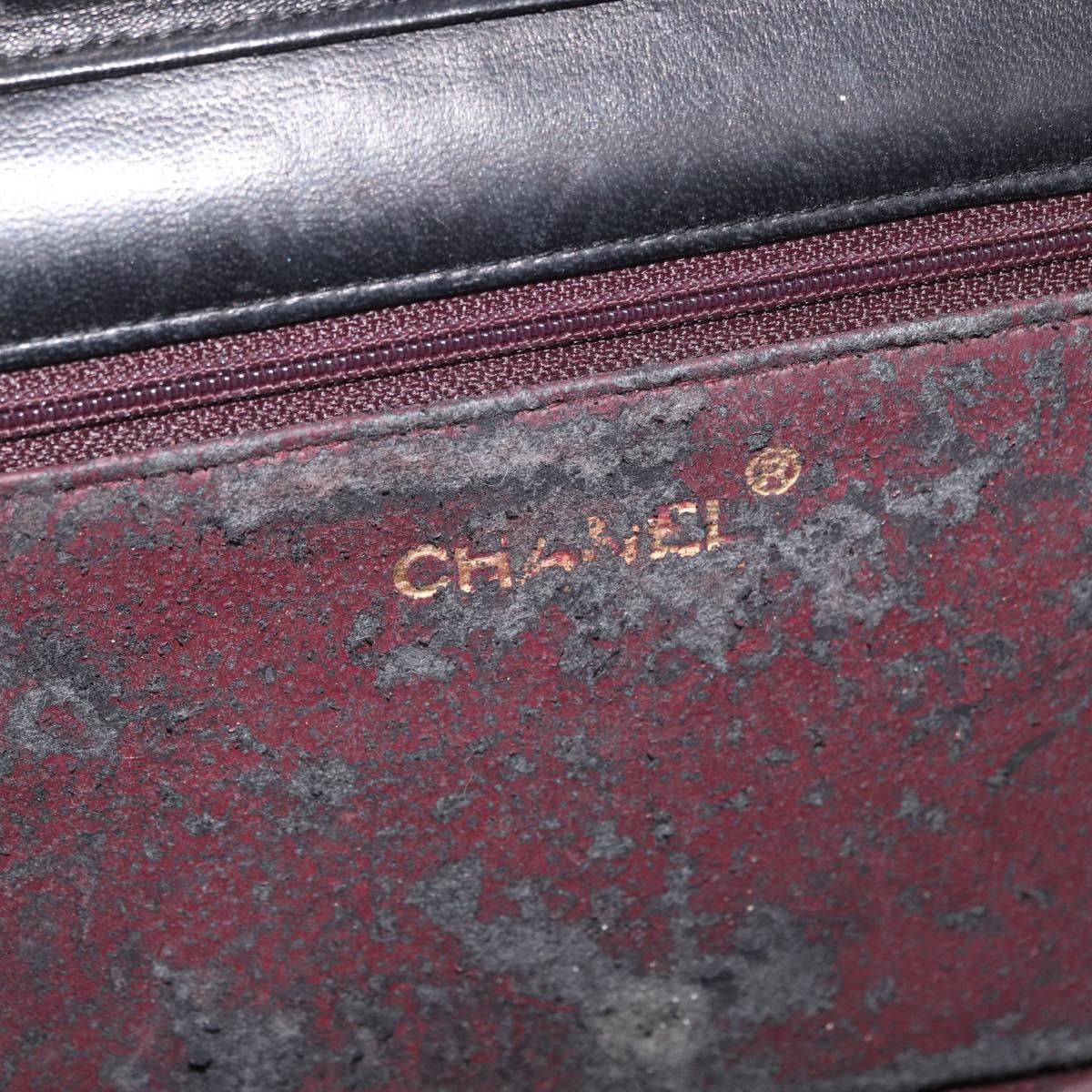 CHANEL Matelasse Chain Shoulder Bag Lamb Skin Black CC Auth 83342