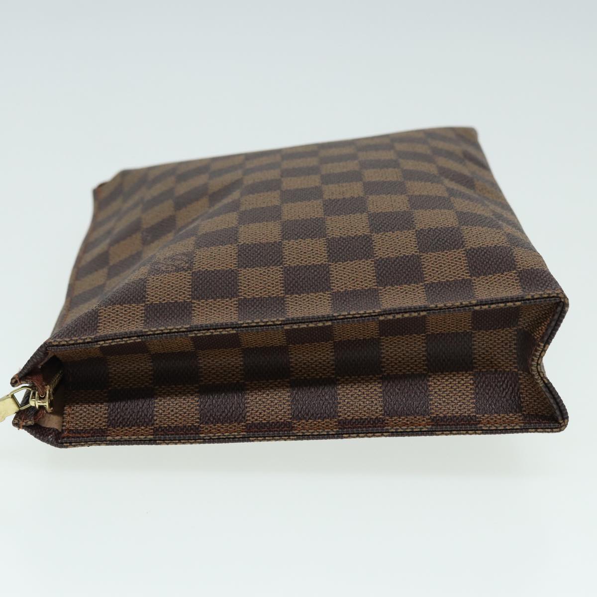 LOUIS VUITTON Damier Ebene Poche Toilette 26 Pouch N47543 LV Auth 83604