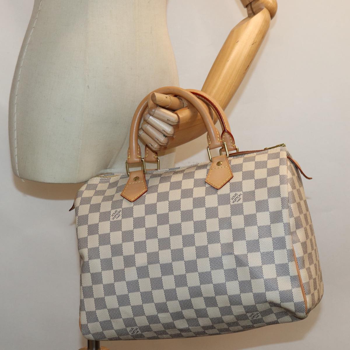 LOUIS VUITTON Damier Azur Speedy 30 Hand Bag N41533 LV Auth 83636SAV