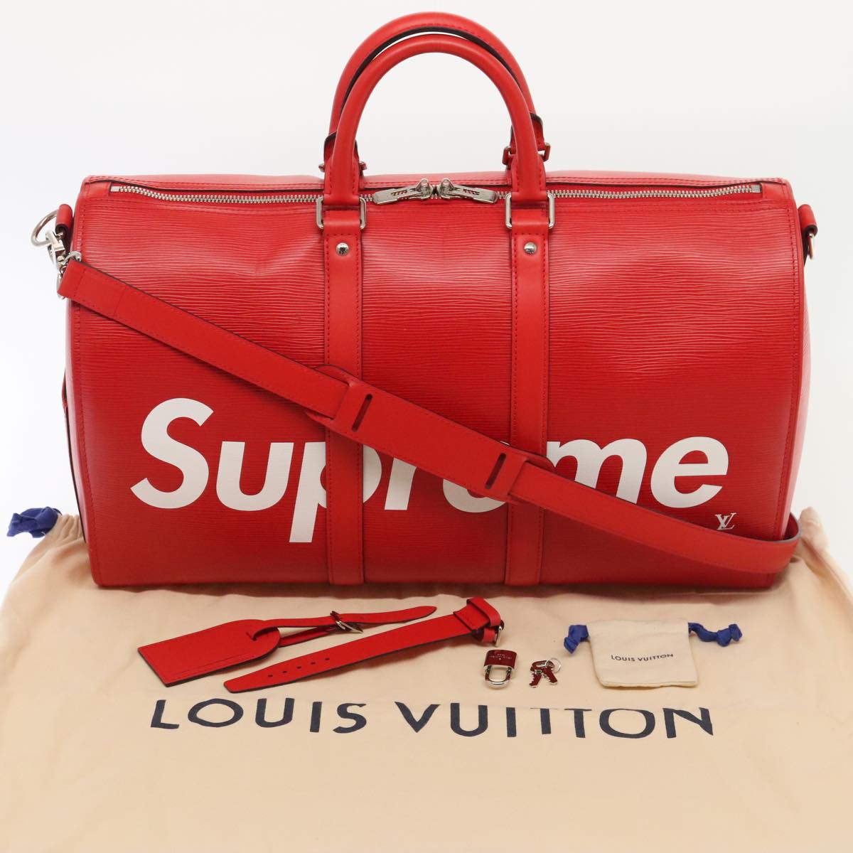 LOUIS VUITTON Epi Supreme Keepall Bandouliere 45 Boston Bag M53419 Auth 83743SM