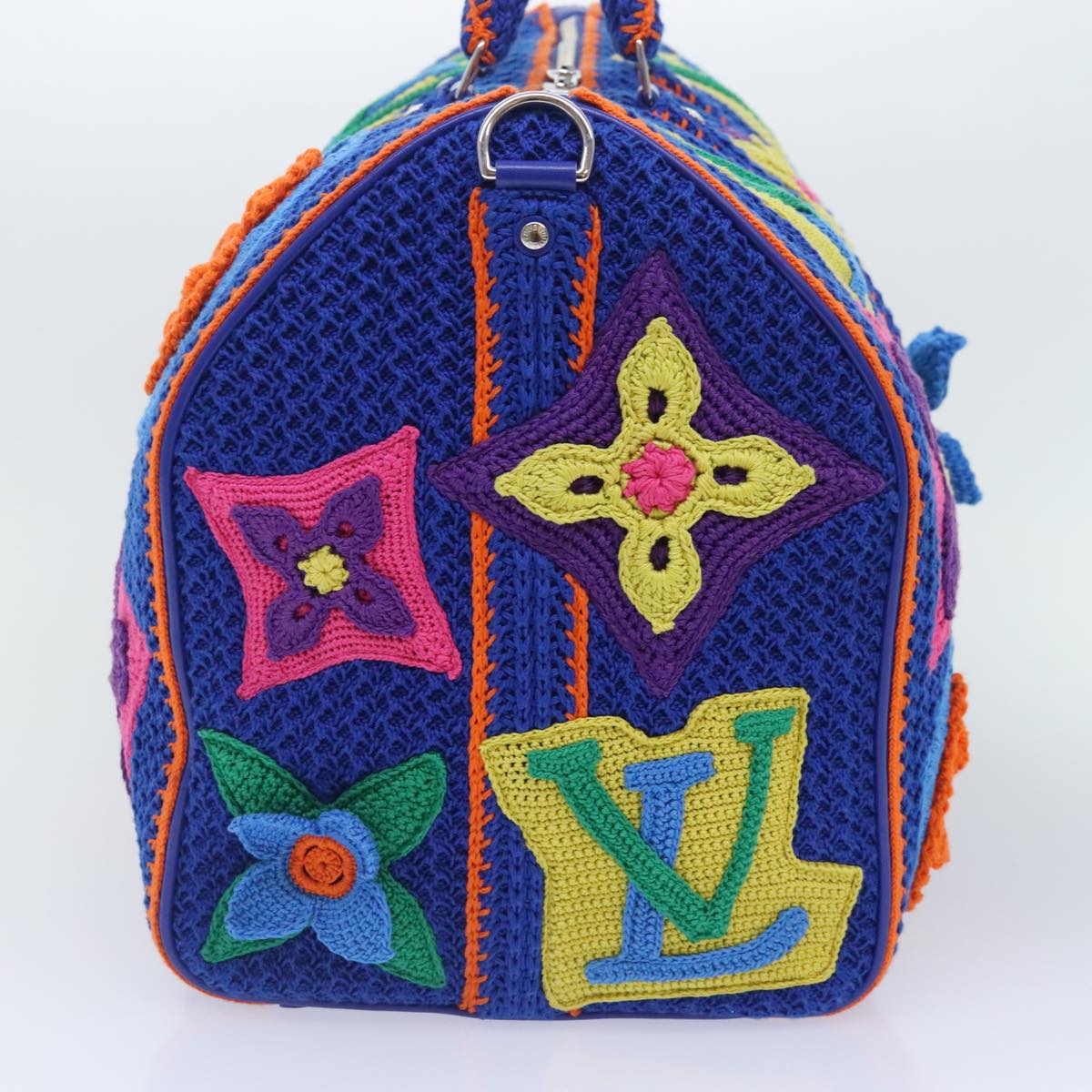 LOUIS VUITTON Monogram Flower Keepall Bandouliere 50 Bag Blue M21895 Auth 83744SM