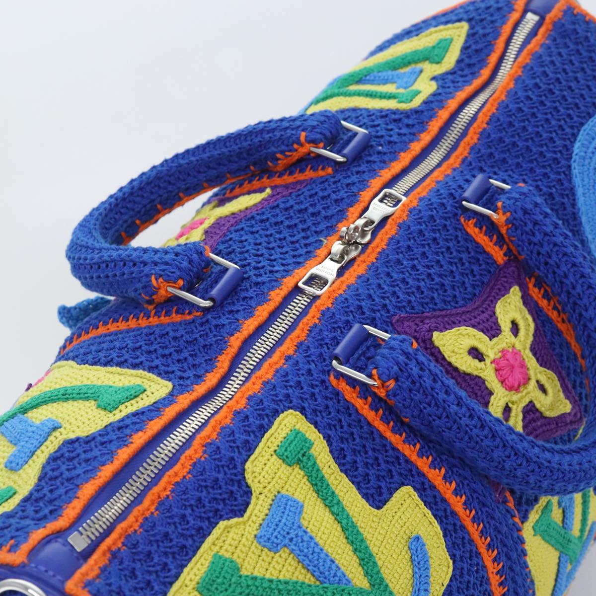 LOUIS VUITTON Monogram Flower Keepall Bandouliere 50 Bag Blue M21895 Auth 83744SM