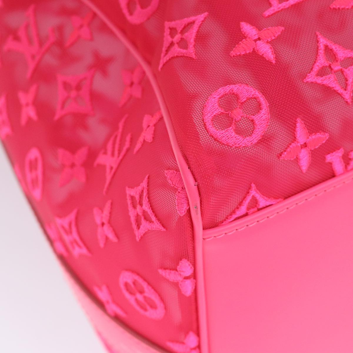 LOUIS VUITTON Monogram Mesh Keepall Bandouliere 50 Bag Pink M45048 Auth 83745SM